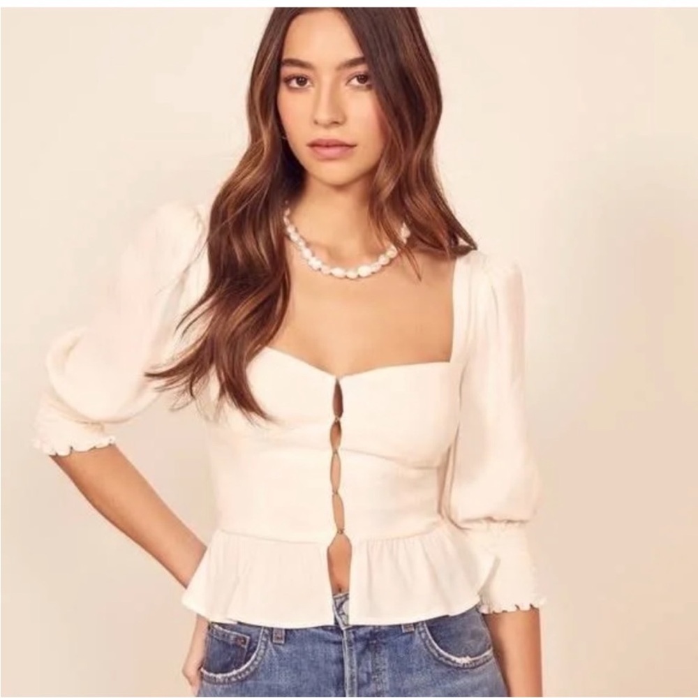 Reformation Dallas Top in Ivory Womens Size 12